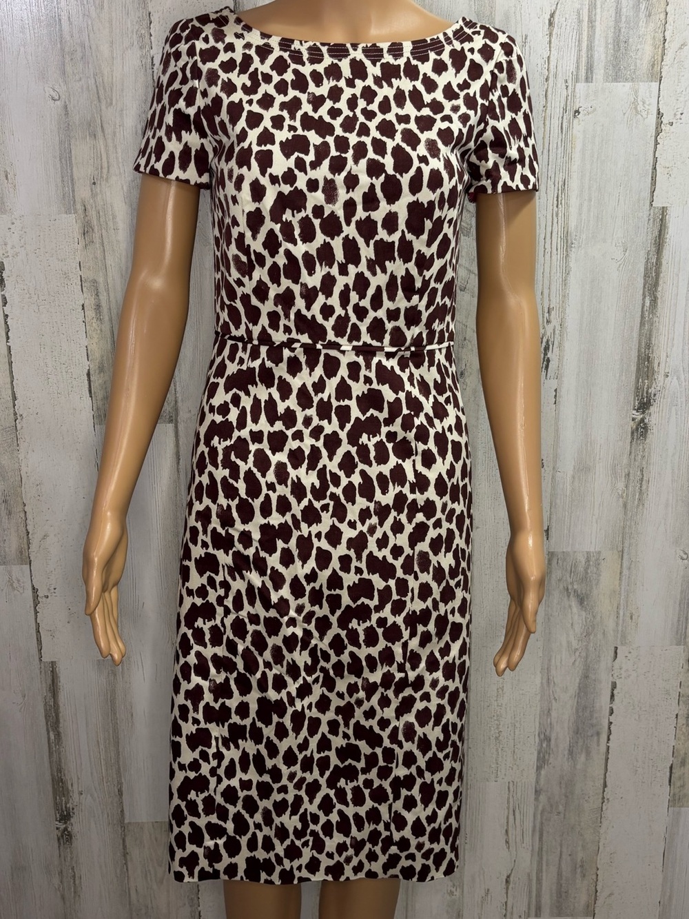 J. Crew V-Back Giraffe Print Sheath Dress